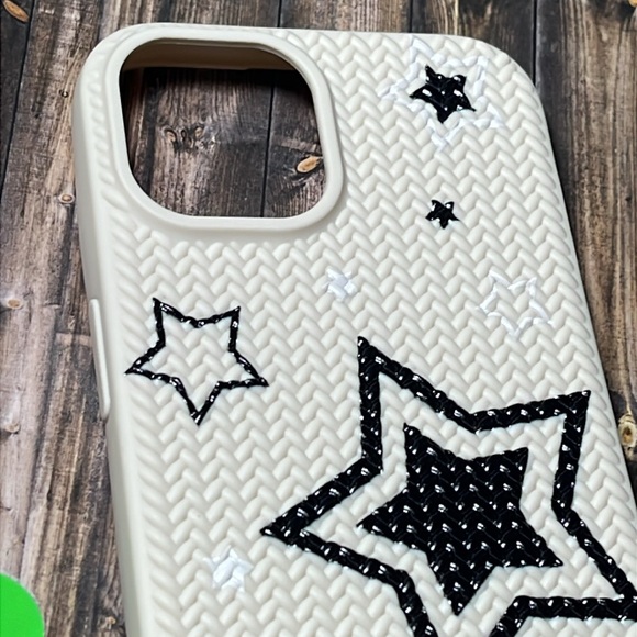 5for$10 Textured iPhone 15 Phone Case Braid Shockproof Phone Case Black Star - Picture 3 of 10